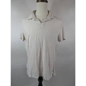 Calvin Klein Jeans Mens Large Polo Shirt White Short Sleeve Casual No Button 1/4